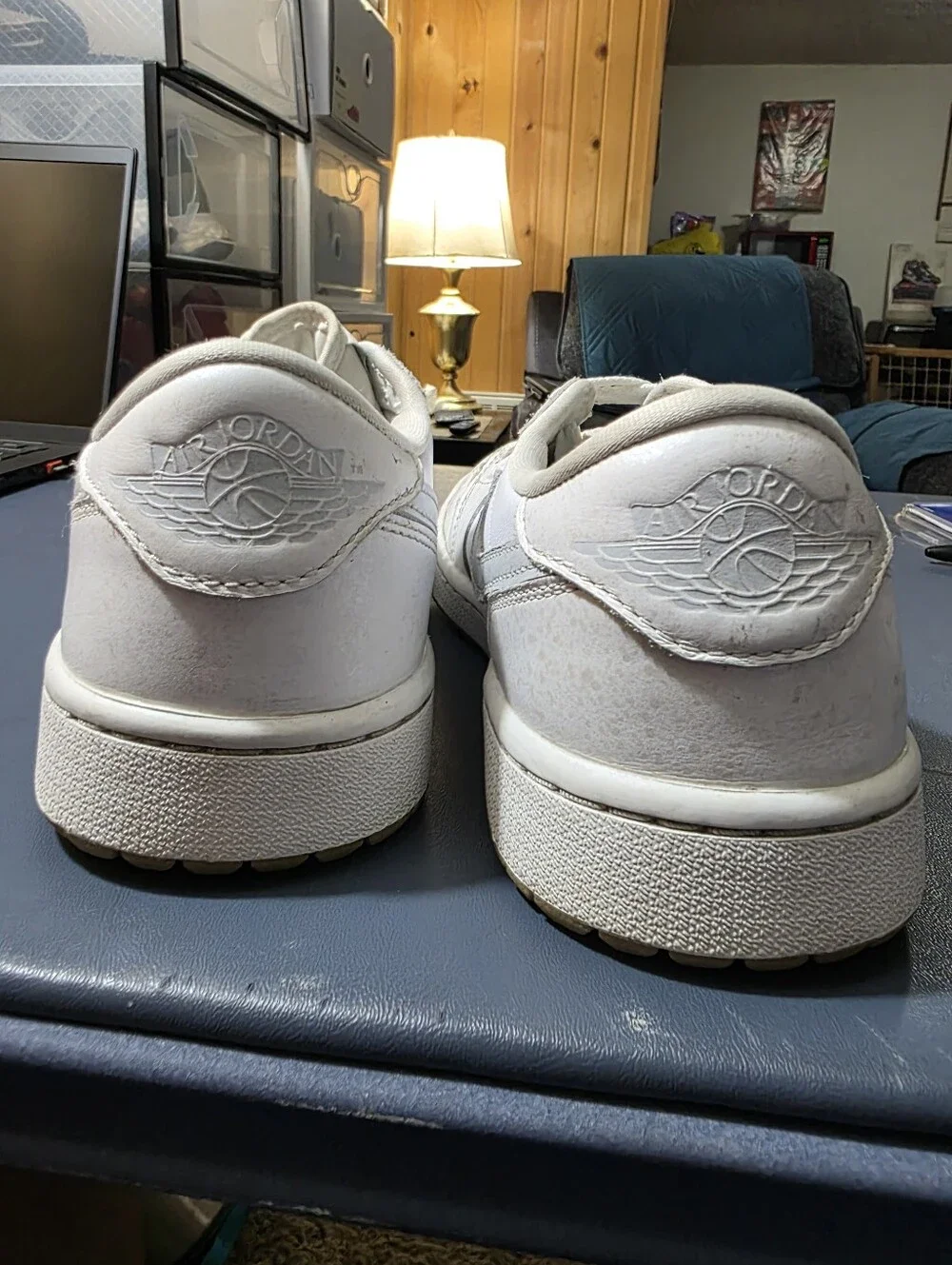 Jordan 1 Retro Golf Shoe, Size 8.5m White Leather Low-Top Men's Sneakers -